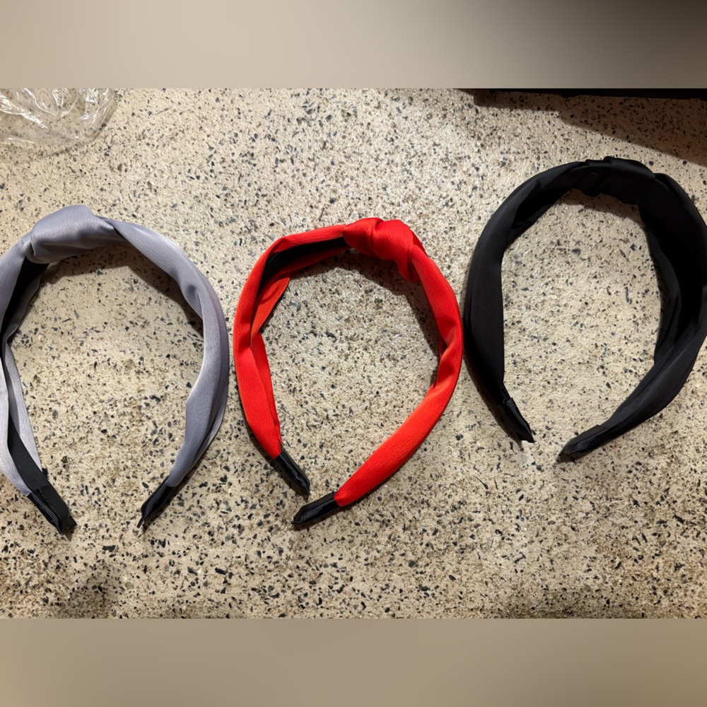 Set of Three Headbands - Gray, Red, Black
